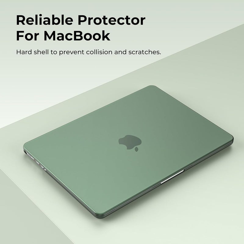 Eoocoo حافظة متوافقة مع ماك بوك برو 14 بوصة 2026-2021 شريحة M5-M1 Pro/Max، قبضة غير لامعة، مقاومة للصدمات، حافظة صلبة مع غطاء لوحة المفاتيح، واقي شاشة - أخضر منتصف الليل - Image 4